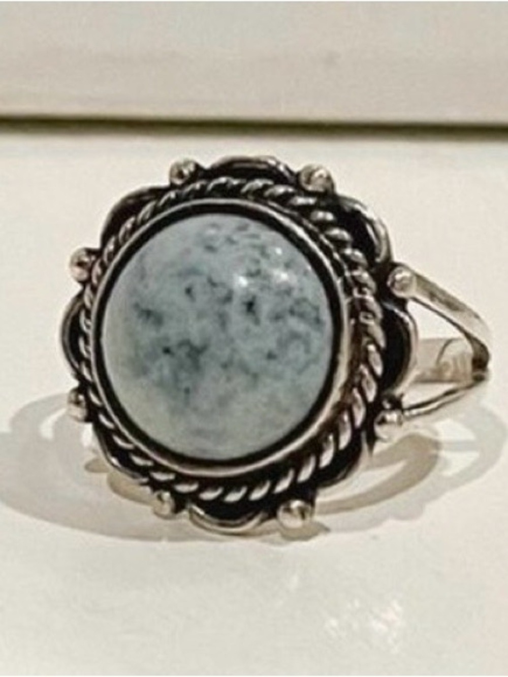 Sterling Silver Natural Stone Ring Size 7.5